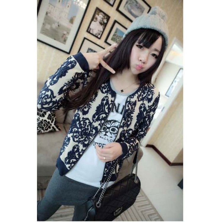 TE9926MLG Maglione slim alla moda coreana con motivo in porcellana blu e bianca-3