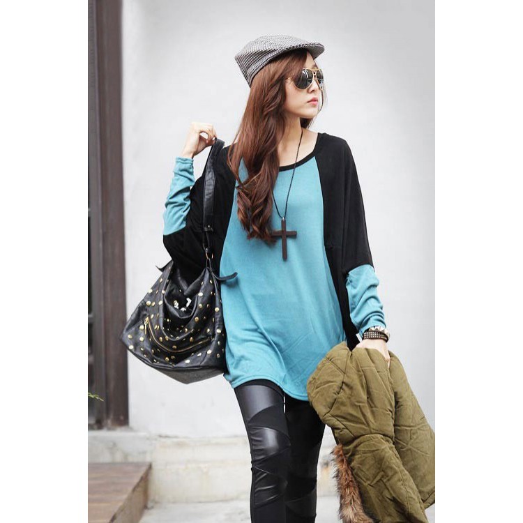 J41913 T-shirt casual a maniche lunghe in tinta-2