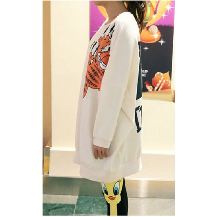 TE9829AYY Felpa pullover in pile addensato con stampa di gatti alla moda coreana-2