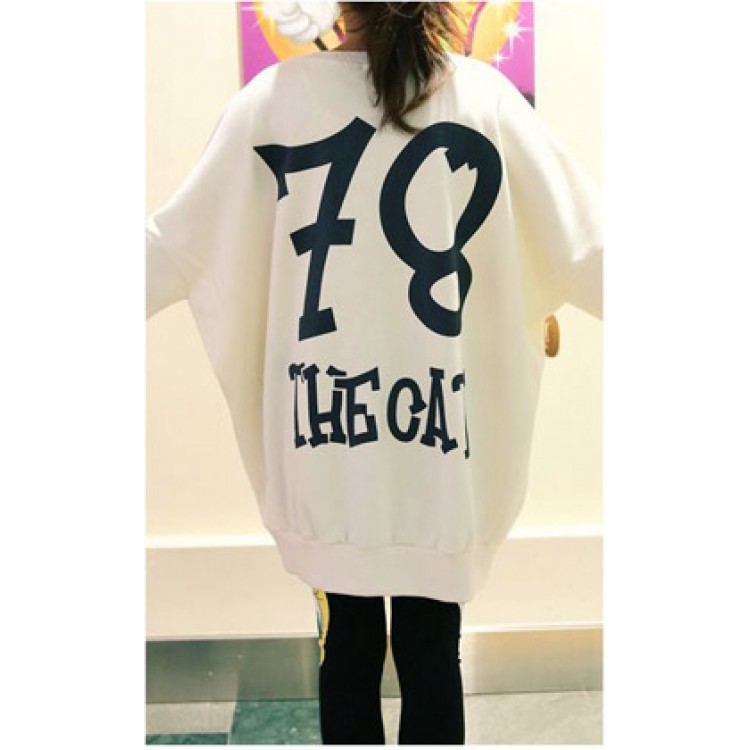 TE9829AYY Felpa pullover in pile addensato con stampa di gatti alla moda coreana-3