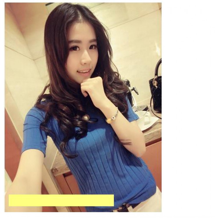 TE880CA T-shirt joker slim alla moda coreana a maniche corte-1