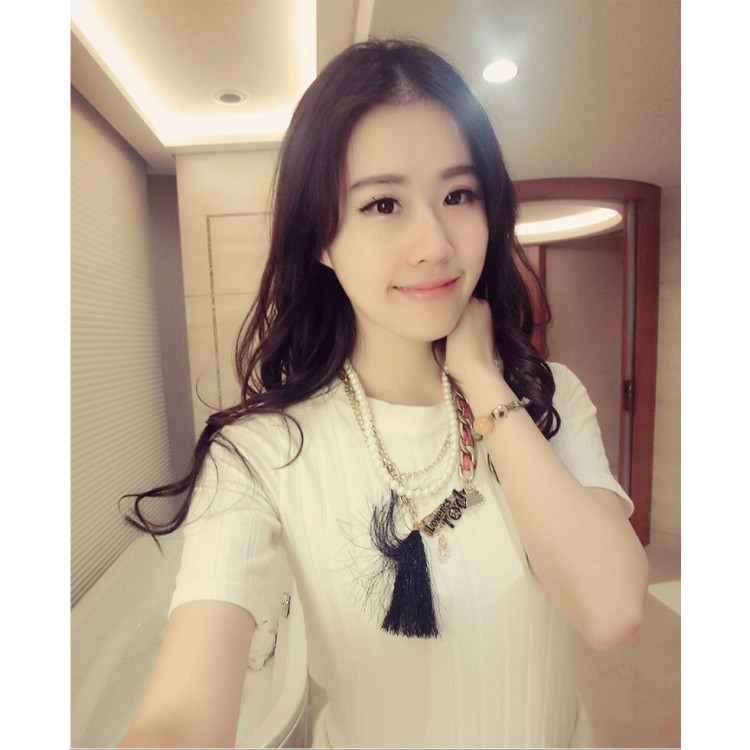 TE880CA T-shirt joker slim alla moda coreana a maniche corte-3