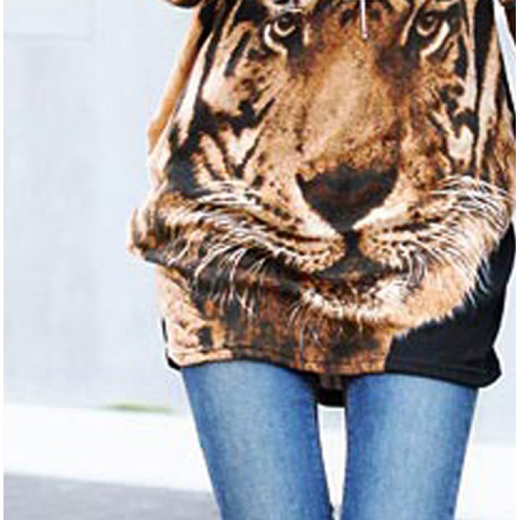 J74798 T-shirt ampia con stampa testa di tigre-2