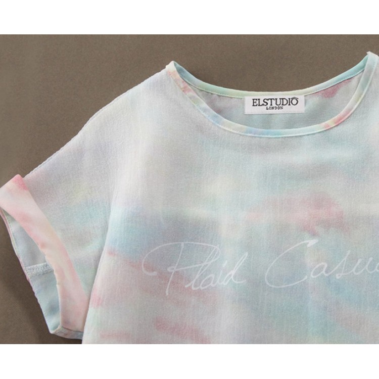 J76405 Completo top e pantaloncini rosa moda Europa-6