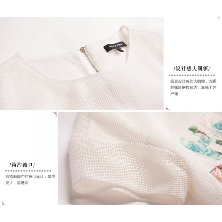 J78932 Completo di top con design a griglia alla moda europea e pantaloncini a fiori-5