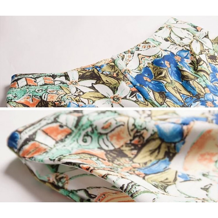 J78932 Completo di top con design a griglia alla moda europea e pantaloncini a fiori-6