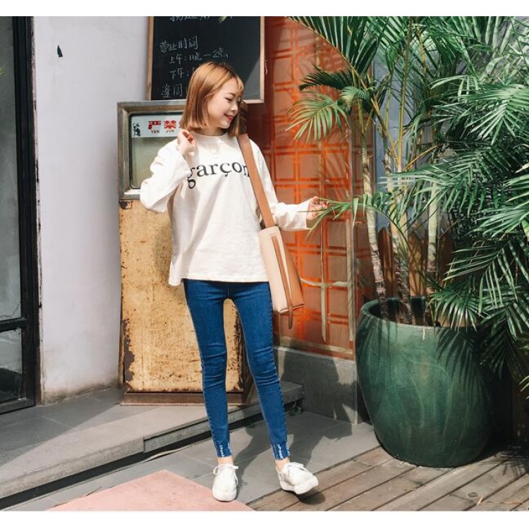 TE1016XXB Felpa a maniche lunghe con stampa di lettere fashion autunnali-2