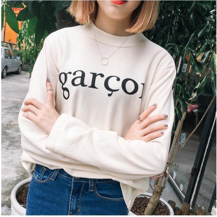 TE1016XXB Felpa a maniche lunghe con stampa di lettere fashion autunnali-4