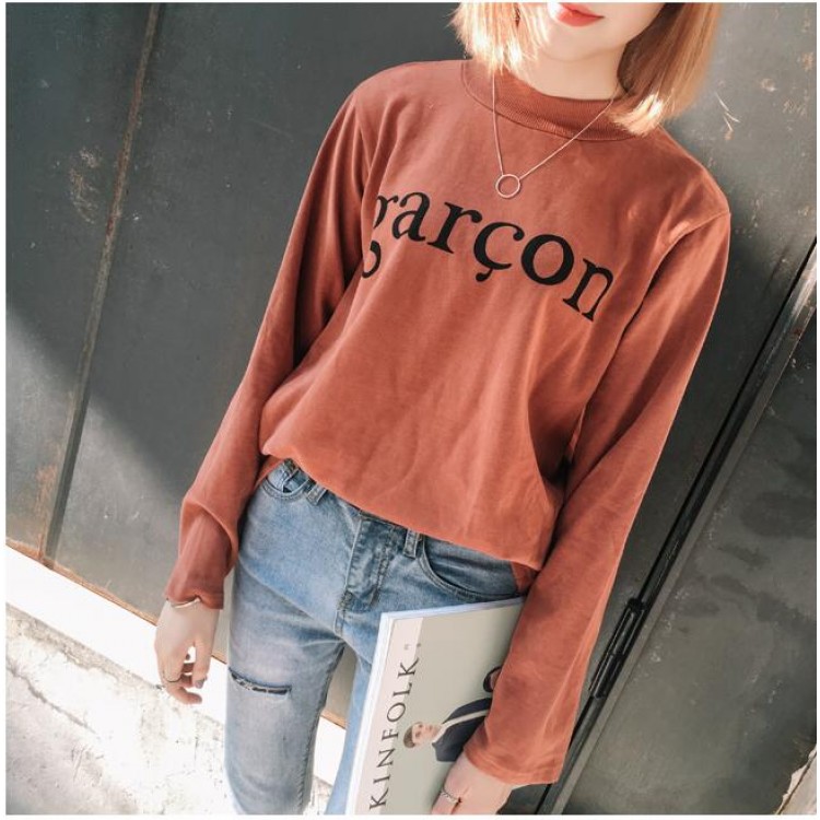 TE1016XXB Felpa a maniche lunghe con stampa di lettere fashion autunnali-7