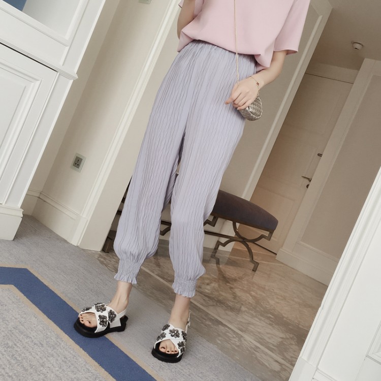 TE1048MYH Pantaloni larghi stile harem stropicciati-8