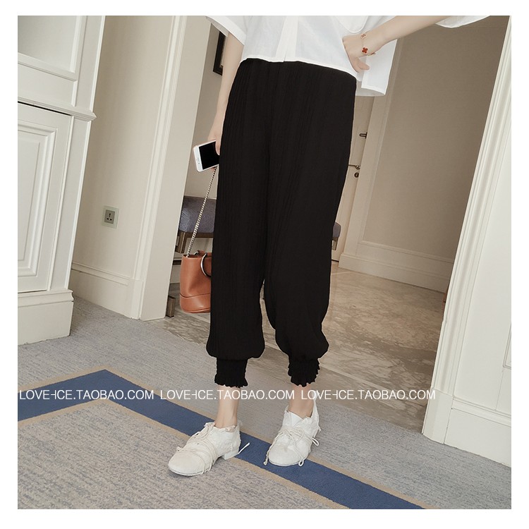 TE1048MYH Pantaloni larghi stile harem stropicciati-1