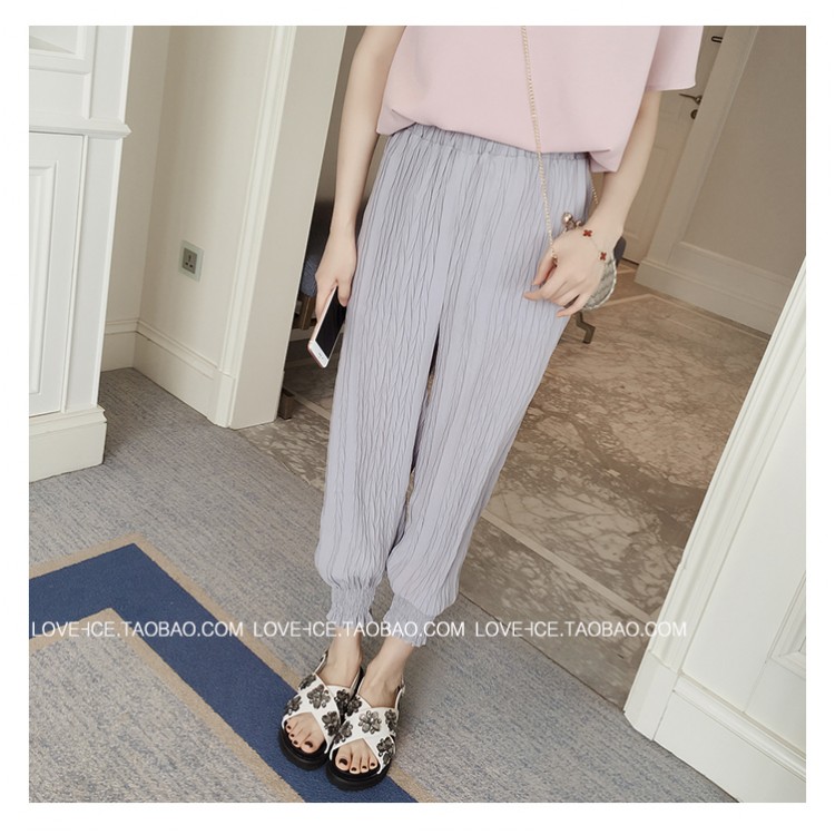 TE1048MYH Pantaloni larghi stile harem stropicciati-2