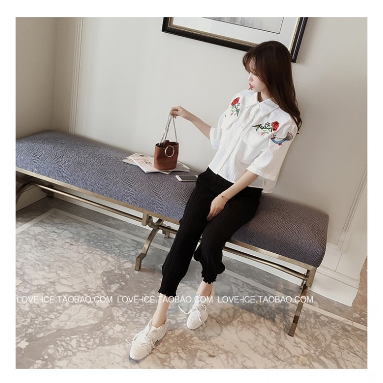 TE1048MYH Pantaloni larghi stile harem stropicciati-4