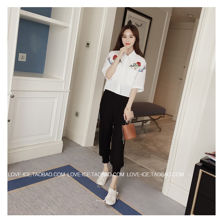 TE1048MYH Pantaloni larghi stile harem stropicciati-5