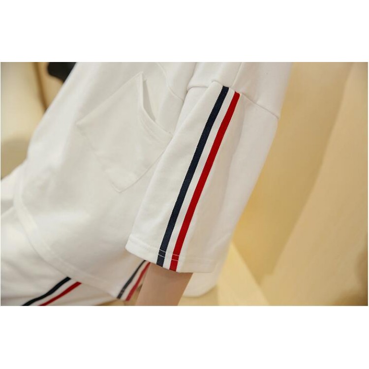 TE1050MYH T-shirt sportiva casual alla moda coreana con tuta da ginnastica con pantaloni harem-7