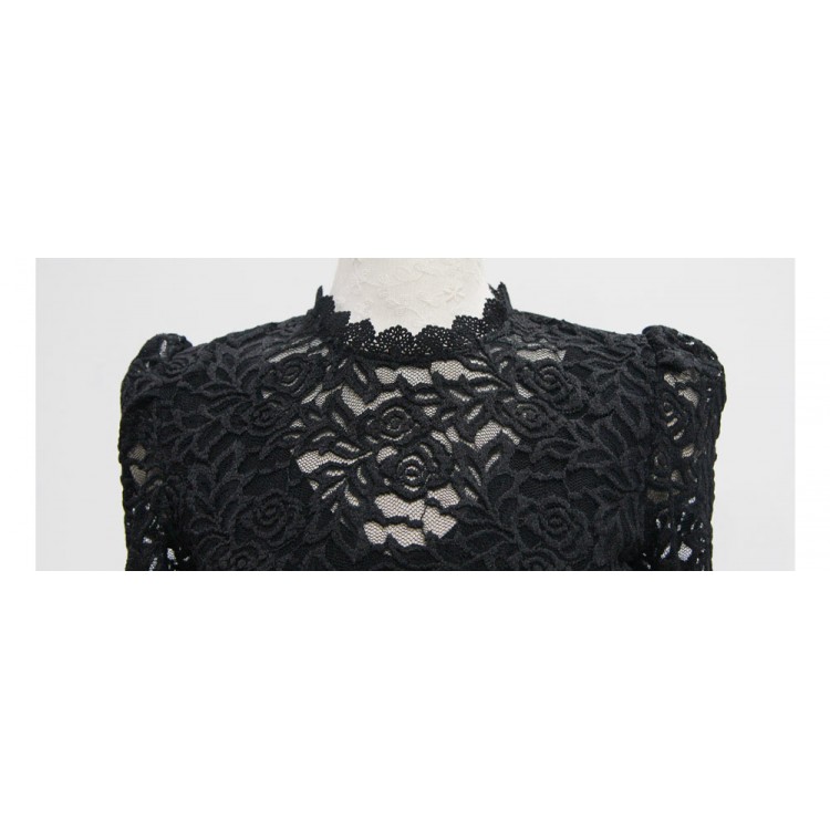 TE1090GJ Abito irregolare con giunture in pizzo alla moda europea-3