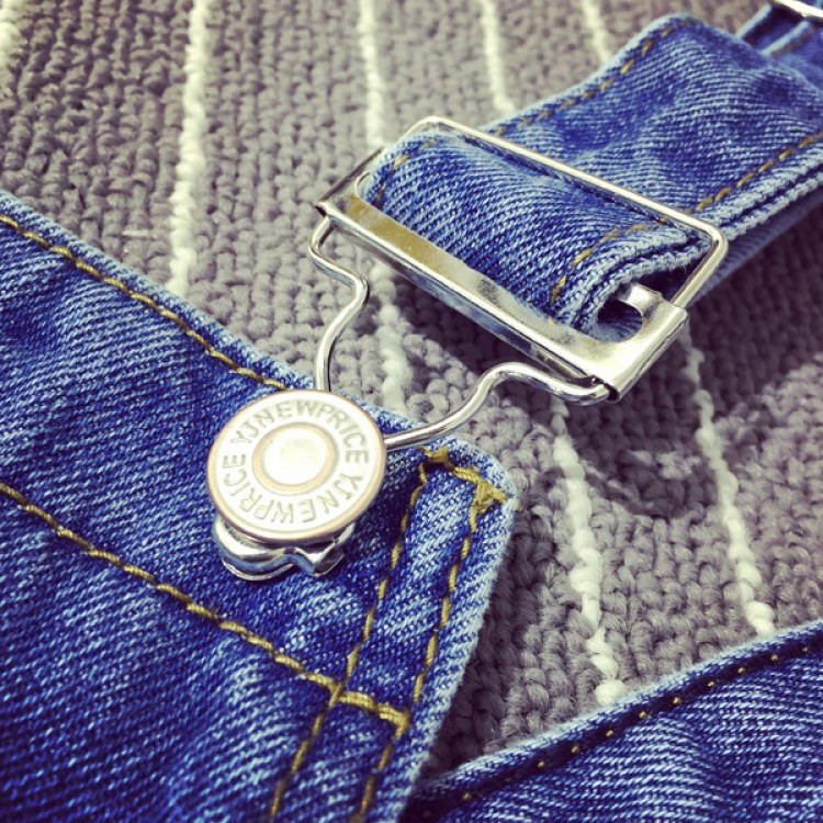 TE1113DXE Salopette in denim ampia in stile preppy-4