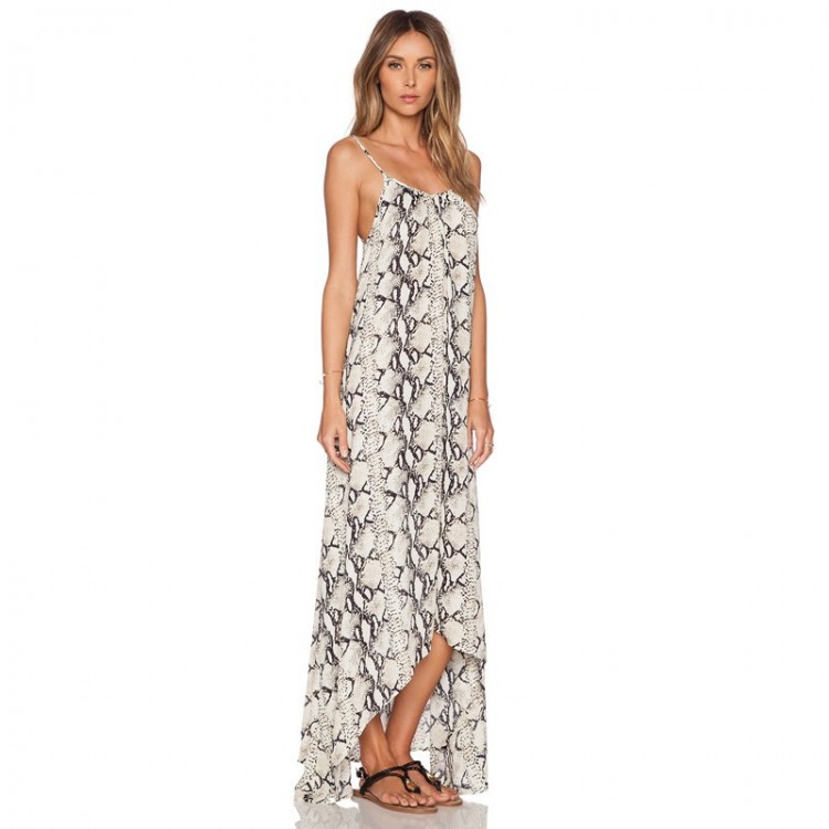 TE1163BNYR Abito lungo in chiffon con motivo serpente alla moda europea-2