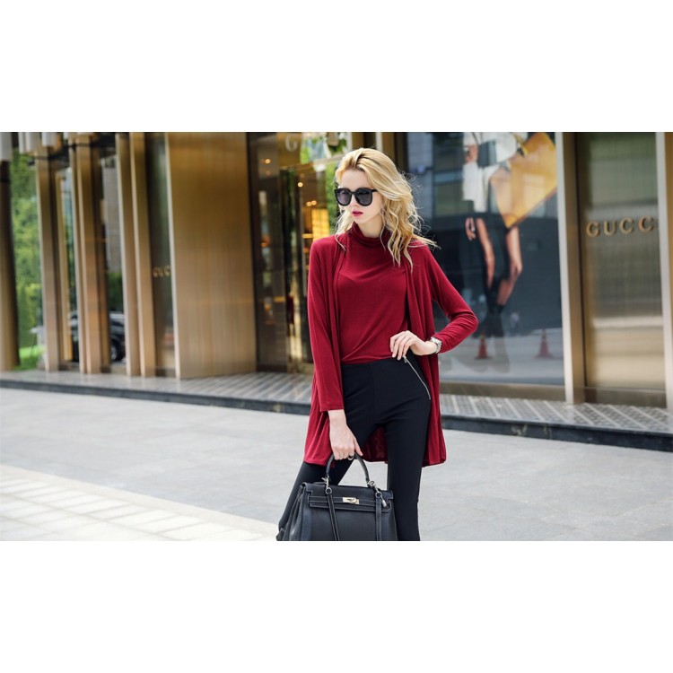 TE1428GJ Gilet dolcevita casual alla moda europea e cardigan ampio in due pezzi-1