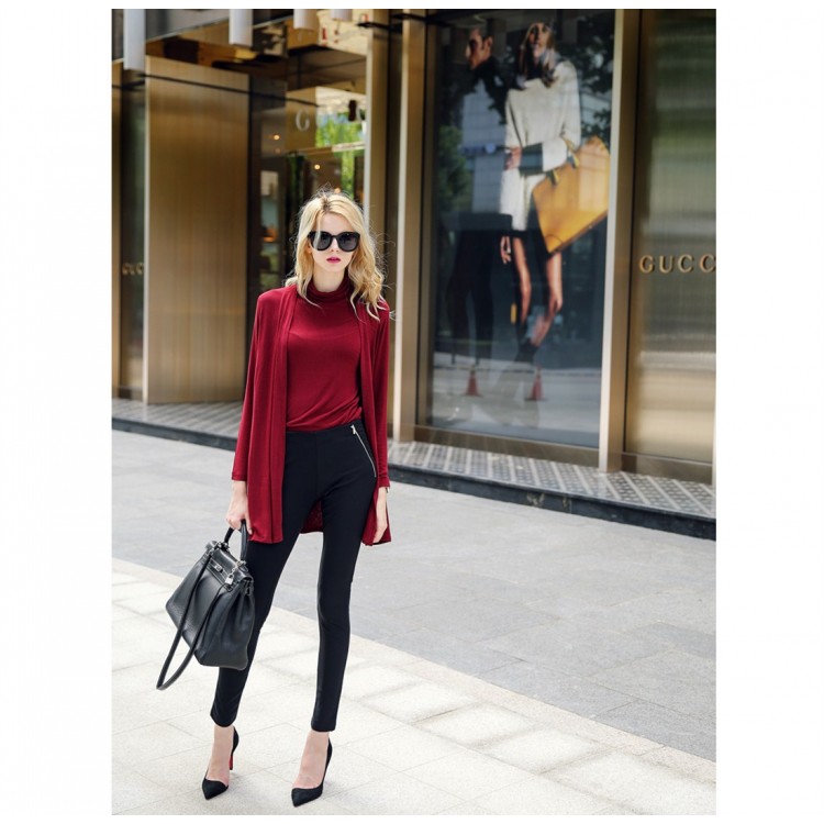 TE1428GJ Gilet dolcevita casual alla moda europea e cardigan ampio in due pezzi-2