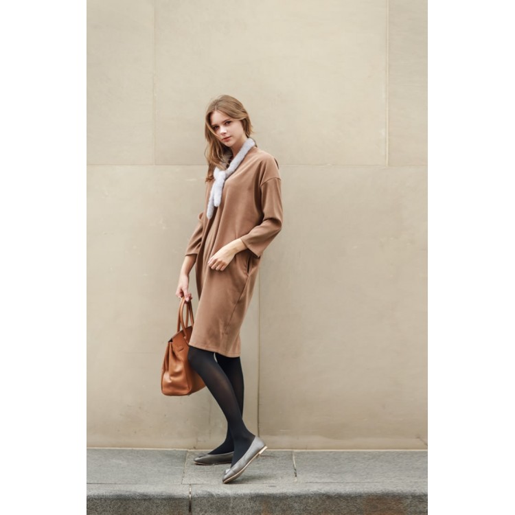 TE1192GJ Abito casual in poly satin con scollo a V, moda europea-2