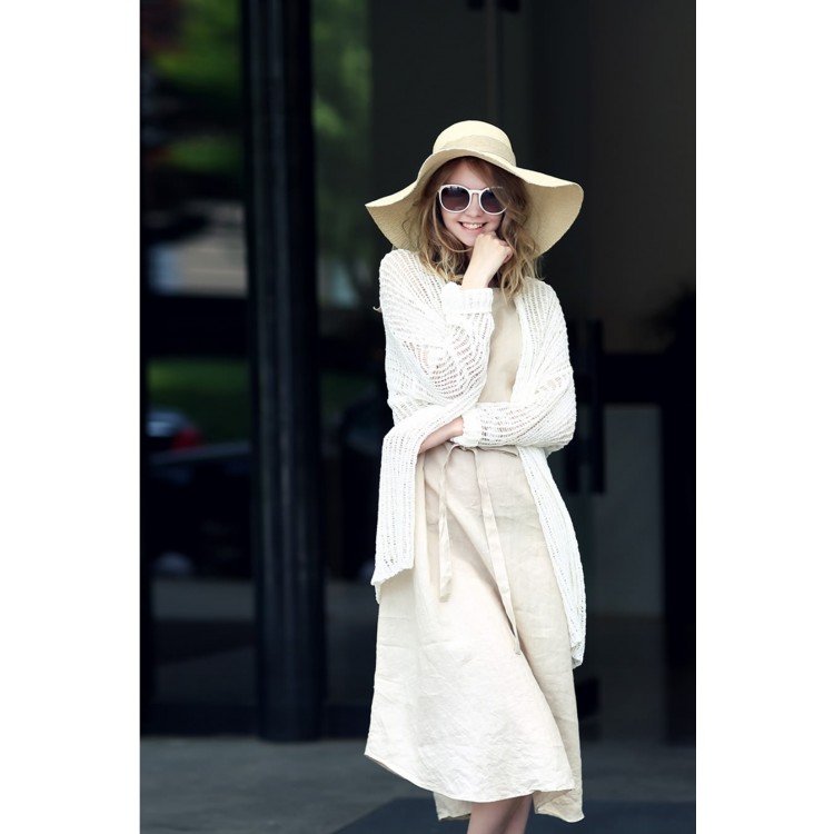 TE1223GJWL Abito senza maniche alla moda con cintura con bottoni sul retro-1