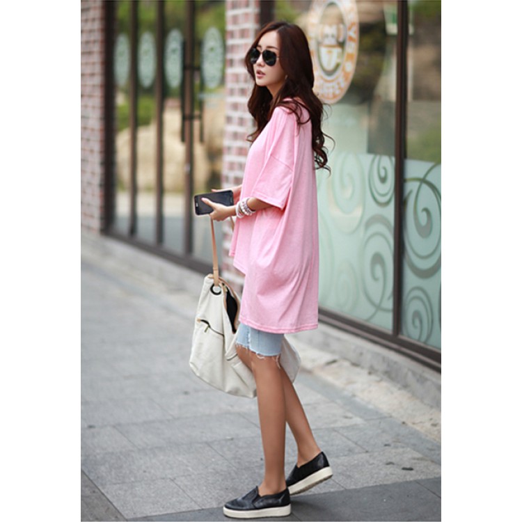 TE1282GJWL T-shirt lunga jolly irregolare comoda e alla moda-3