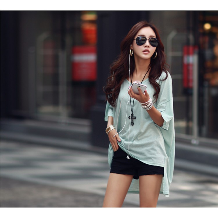 TE1282GJWL T-shirt lunga jolly irregolare comoda e alla moda-4