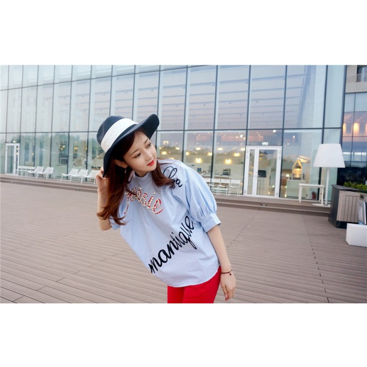 TE1299GJWL Camicia alla moda con decorazione di perline e lettere artistiche in nuovo stile-5