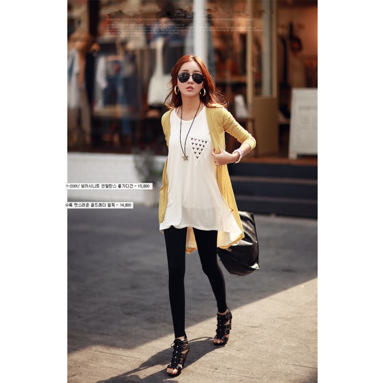 TE1452GJWL T-shirt lunga casual comoda con giunture irregolari-3