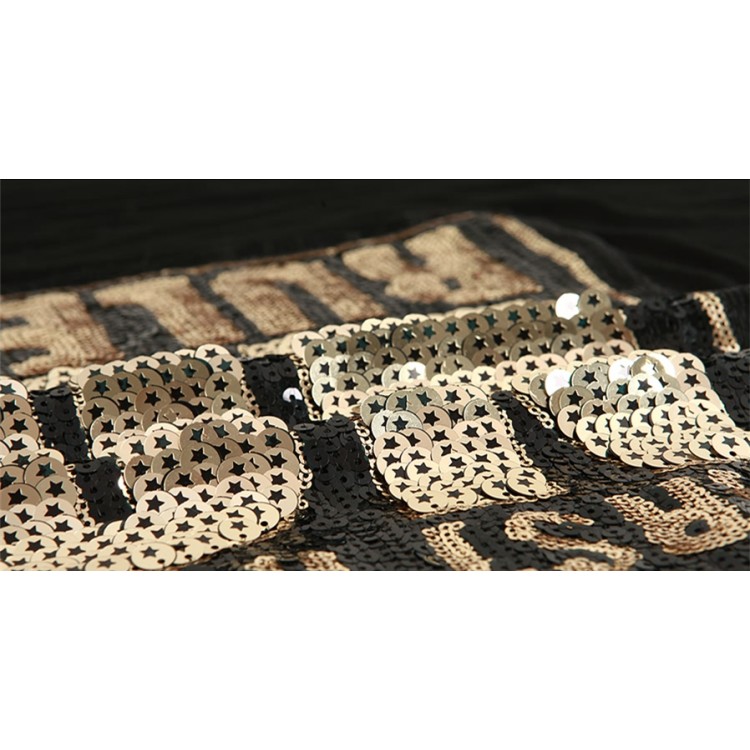 TE1454GJWL T-shirt lunga coreana moda casual comoda con lettere in paillettes-5