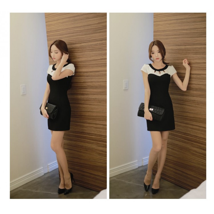 TE1308GJWL Vestito sottile dal temperamento stile coreano sexy scollato sui fianchi-5