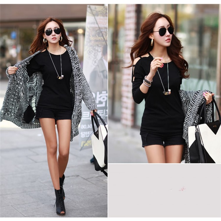 TE1371GJWL T-shirt joker casual alla moda coreana con spalle scoperte-6