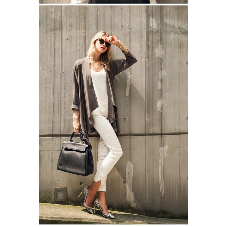 TE1374GJWL Cardigan sciolto casual con giunture alla moda euramerican con orlo ampio-1