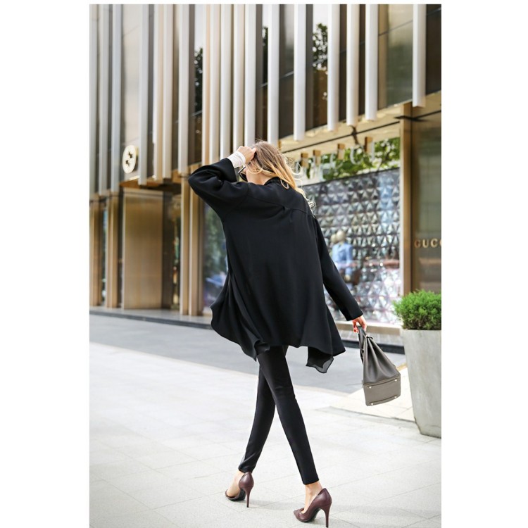 TE1374GJWL Cardigan sciolto casual con giunture alla moda euramerican con orlo ampio-7