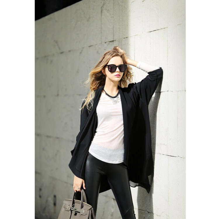 TE1374GJWL Cardigan sciolto casual con giunture alla moda euramerican con orlo ampio-8