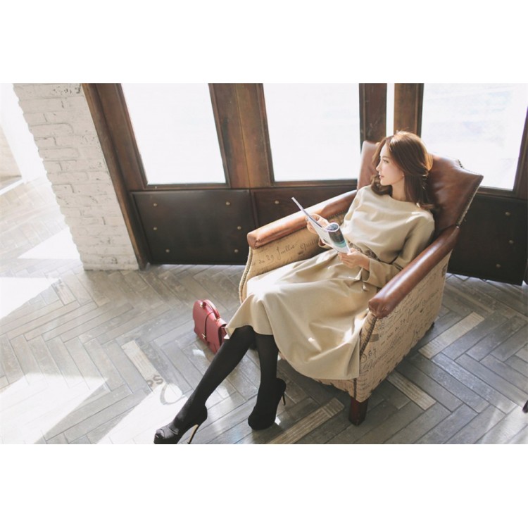 TE1380GJWL Abito a maniche lunghe con bottoni in vita, alla moda, elegante e affascinante-1