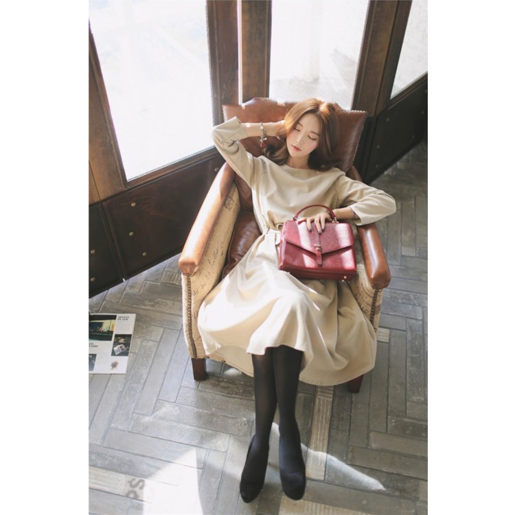 TE1380GJWL Abito a maniche lunghe con bottoni in vita, alla moda, elegante e affascinante-2