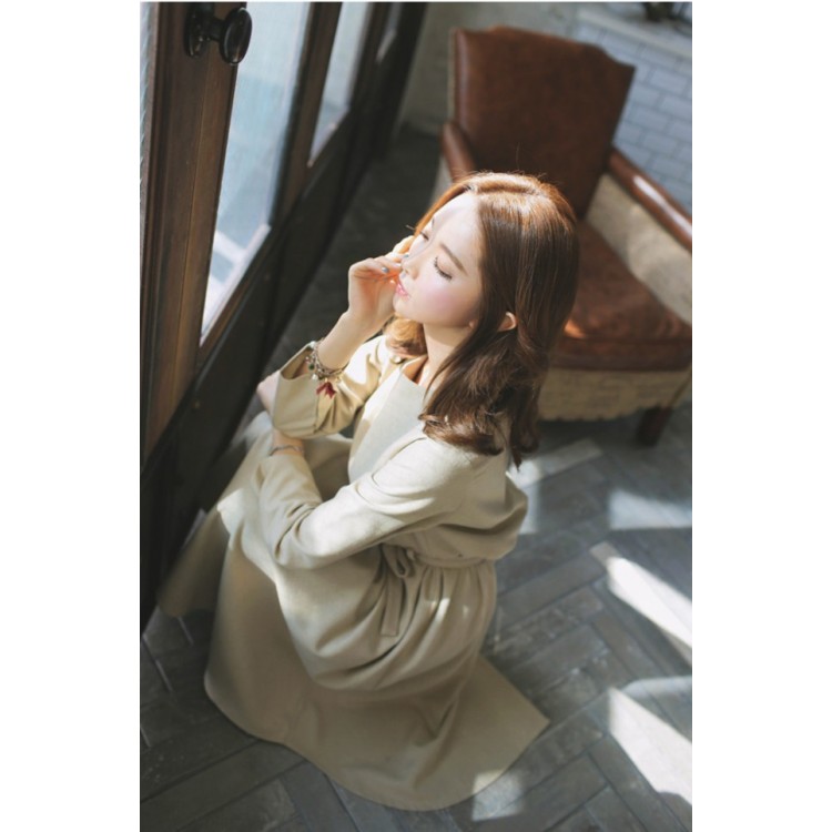 TE1380GJWL Abito a maniche lunghe con bottoni in vita, alla moda, elegante e affascinante-3