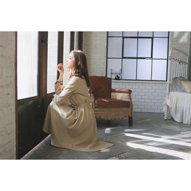 TE1380GJWL Abito a maniche lunghe con bottoni in vita, alla moda, elegante e affascinante-5