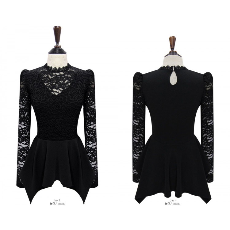 TE1383GJWL Abito irregolare con giunture in pizzo moda euramerican-3