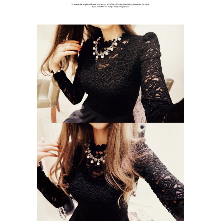 TE1383GJWL Abito irregolare con giunture in pizzo moda euramerican-4