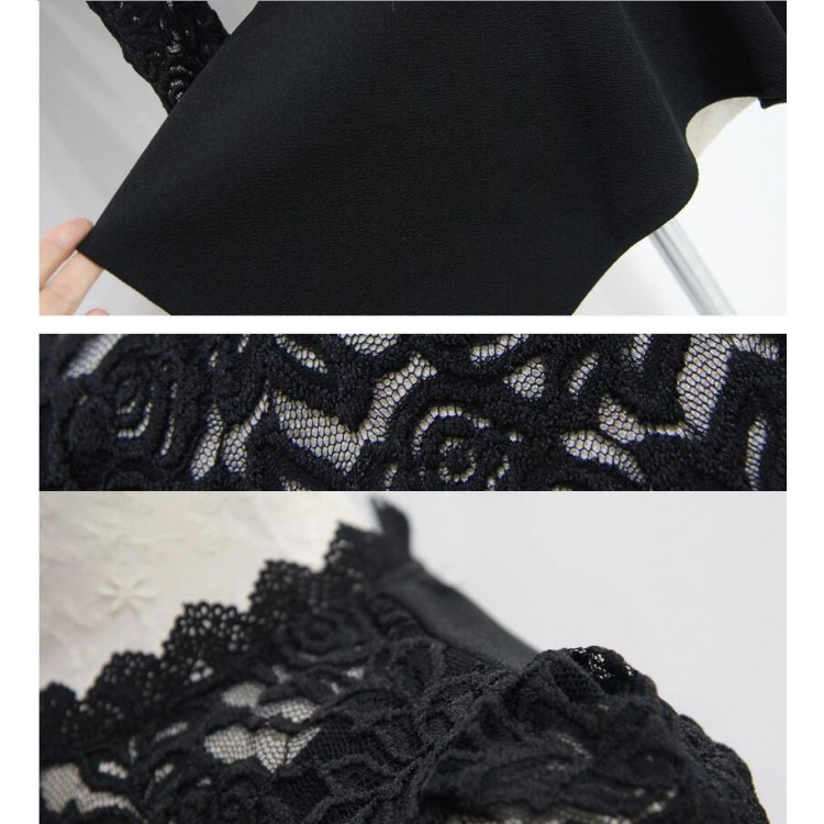 TE1383GJWL Abito irregolare con giunture in pizzo moda euramerican-8