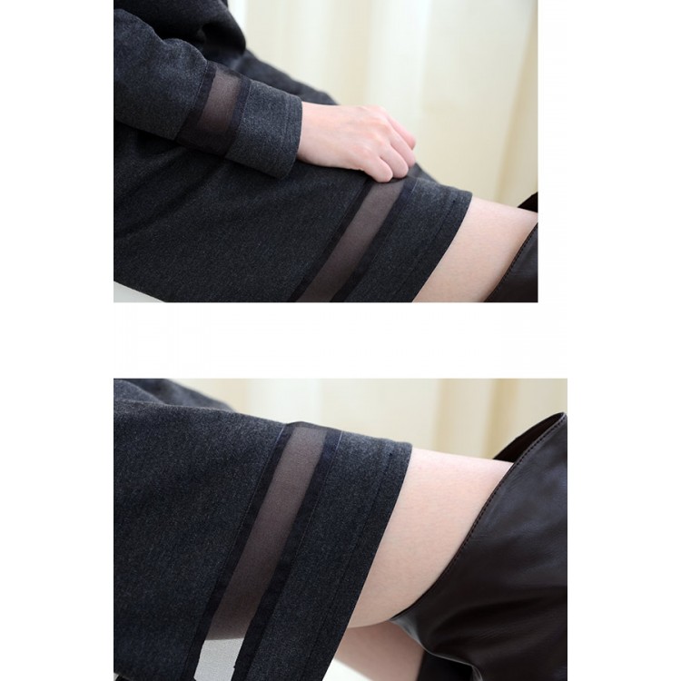 TE1387GJWL Abito a righe trasparenti con fiocco sul retro, alla moda-3