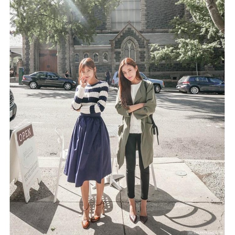 TE1391GJWL Cappotto a vento in vita con coulisse allentato casual alla moda coreana di nuovo stile-1