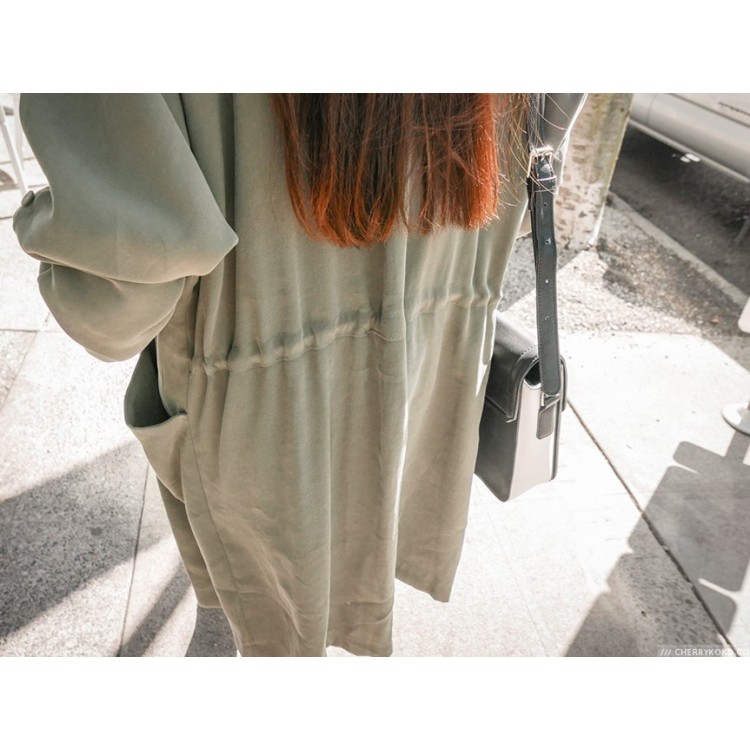 TE1391GJWL Cappotto a vento in vita con coulisse allentato casual alla moda coreana di nuovo stile-3