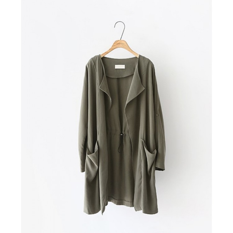 TE1391GJWL Cappotto a vento in vita con coulisse allentato casual alla moda coreana di nuovo stile-6