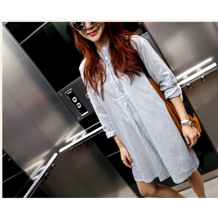 TE1392GJWL Abito coreano alla moda, casual, allentato, con colletto alla coreana-1