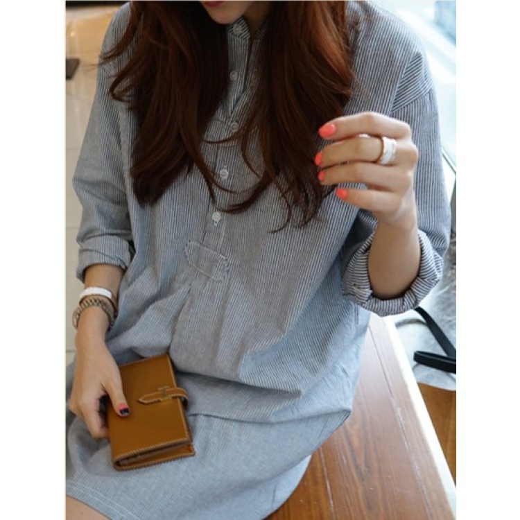 TE1392GJWL Abito coreano alla moda, casual, allentato, con colletto alla coreana-4