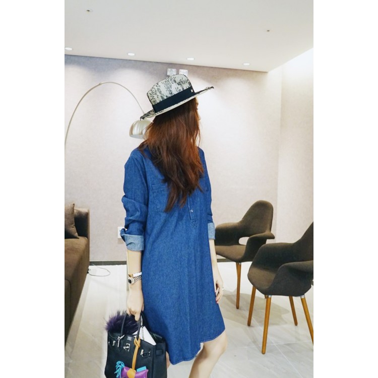 TE1393GJWL Abito in denim casual sciolto alla moda coreana-4